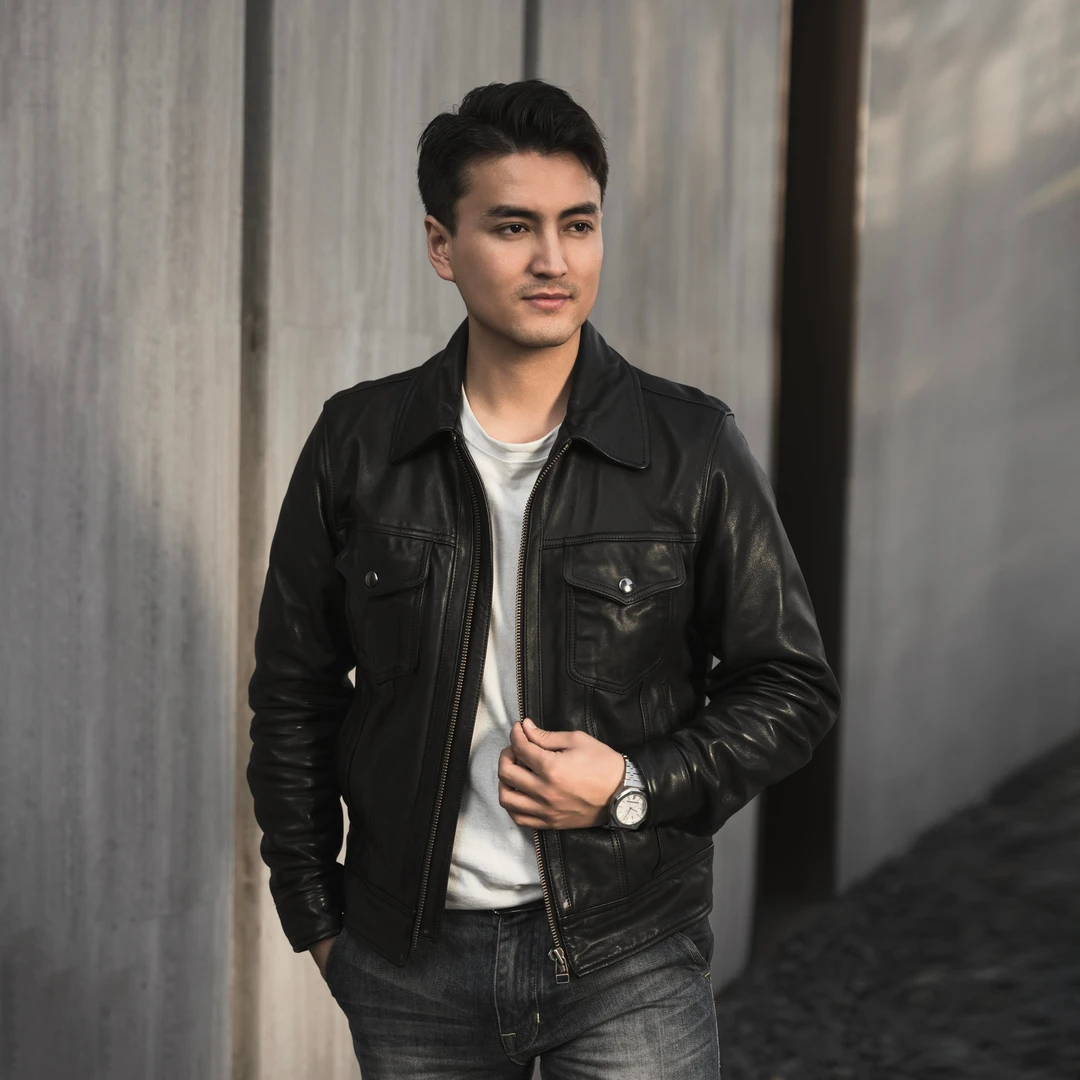 特叔皮衣  经典507牛仔夹克羊皮美式休闲衣夹克真皮