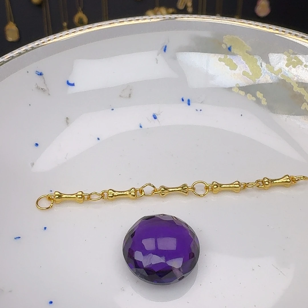 银S925镶嵌紫晶颈饰紫水晶925镶嵌168
