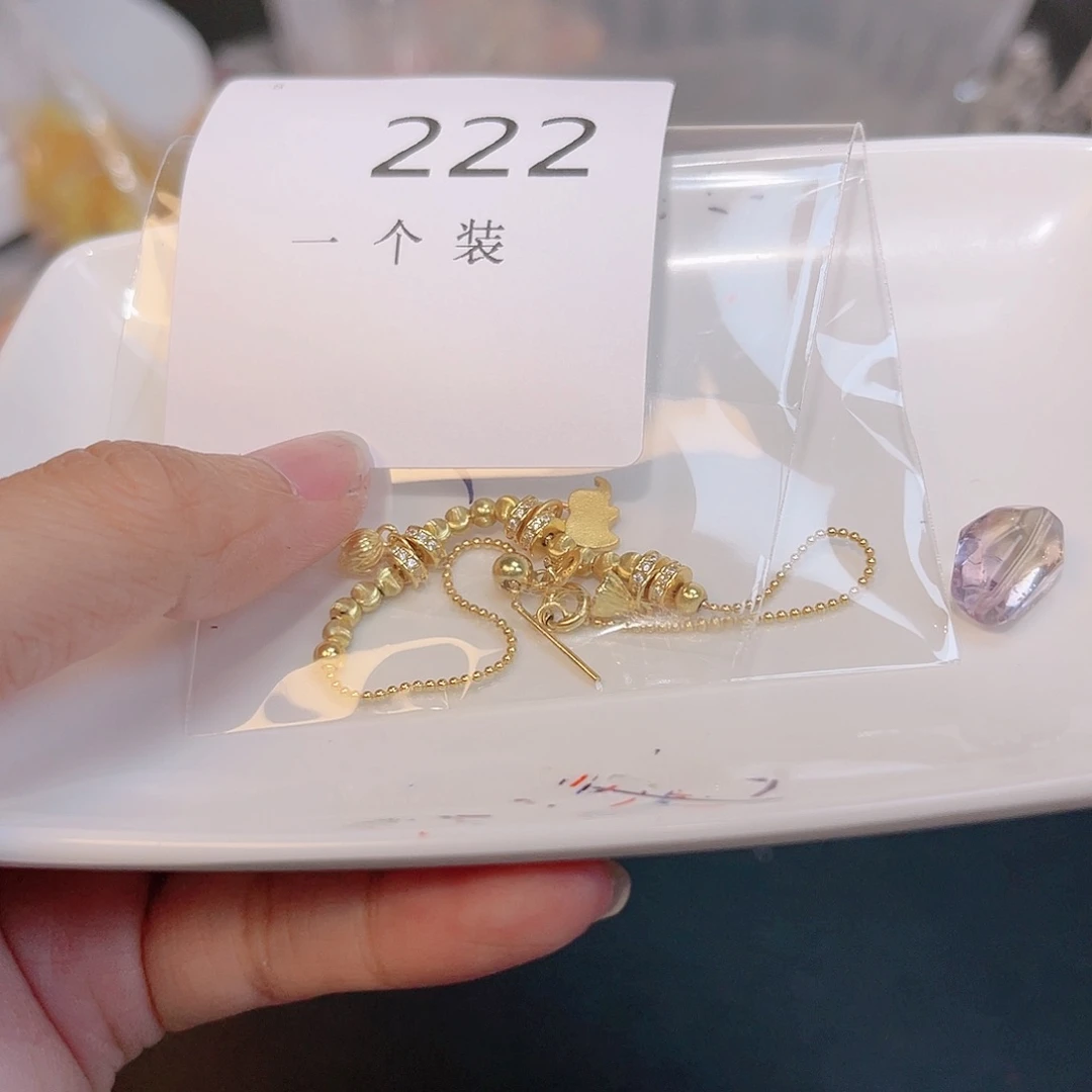 水晶珠宝半成品银S925镀金镶嵌222