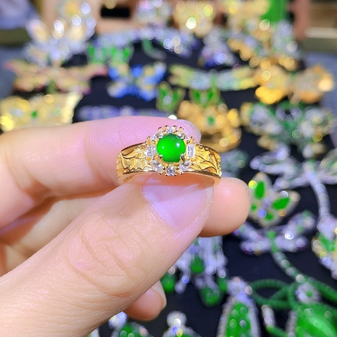 吊坠(不含链)银S925镶嵌翡翠