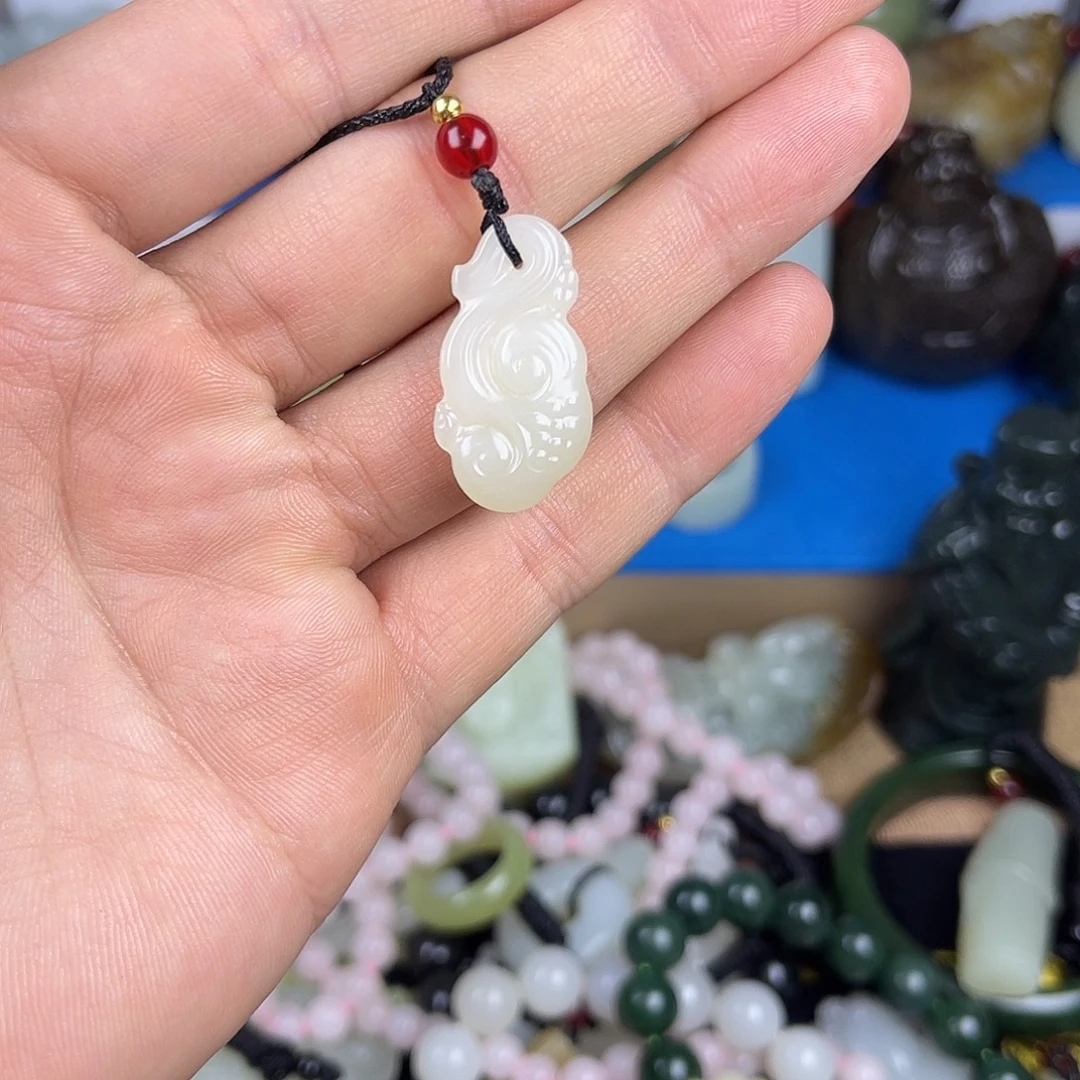 和田玉未镶嵌颈饰且末白玉如意新疆和田玉