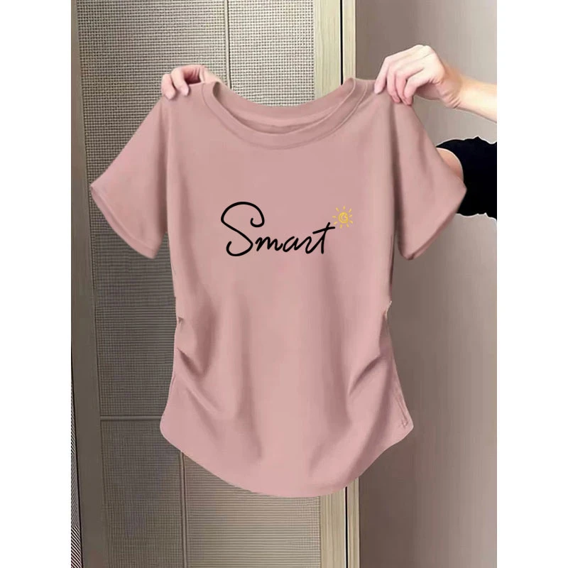 高级感韩版正肩短袖t恤女夏季新款紧身收腰上衣时尚百搭打底衫潮