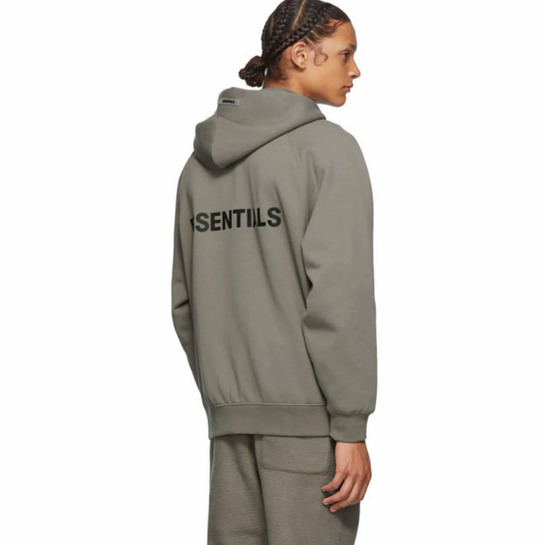 【顺丰快递】SS21拉链开衫卫衣后背Logo植绒印花连帽加绒男女同款