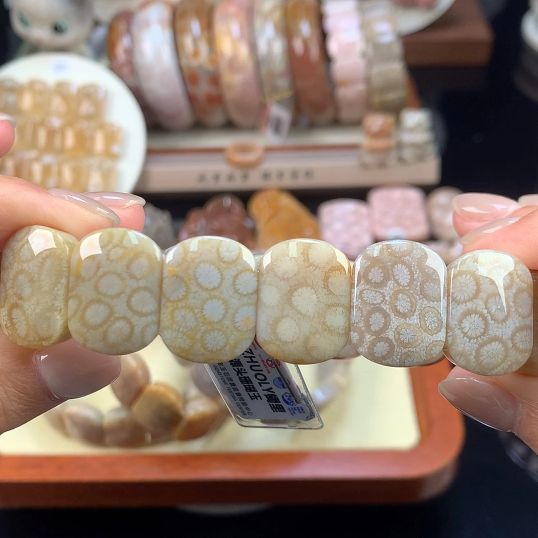 【闪购商品】硅化珊瑚（珊瑚玉）未镶嵌颈饰小豹纹4号