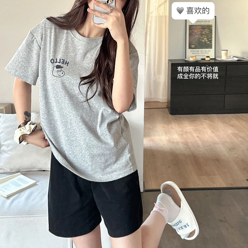纯棉短袖睡衣女夏季薄款甜美可爱网红2025年新款韩版卡通可外穿