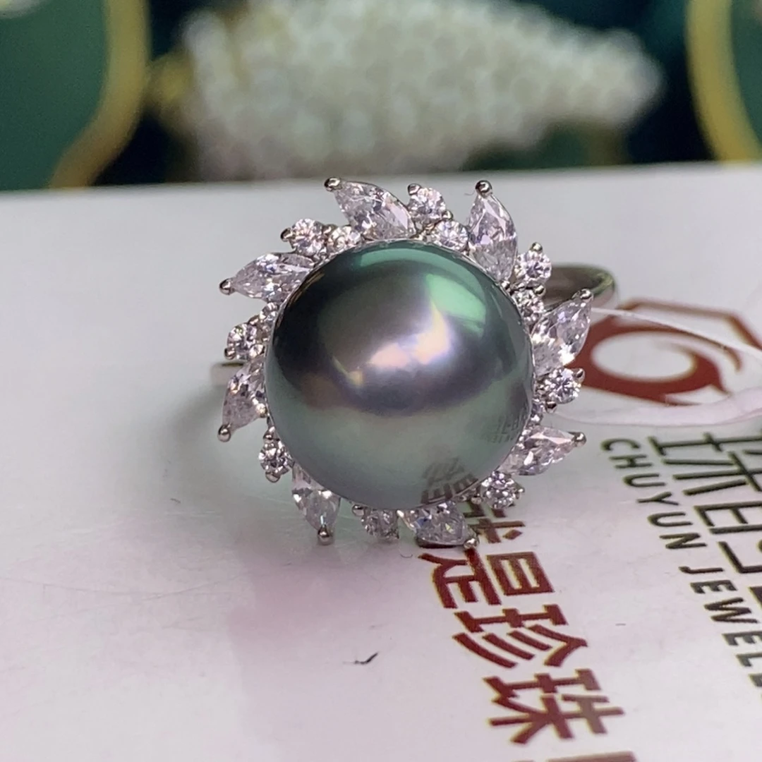 银S925镶嵌戒指海水珍珠