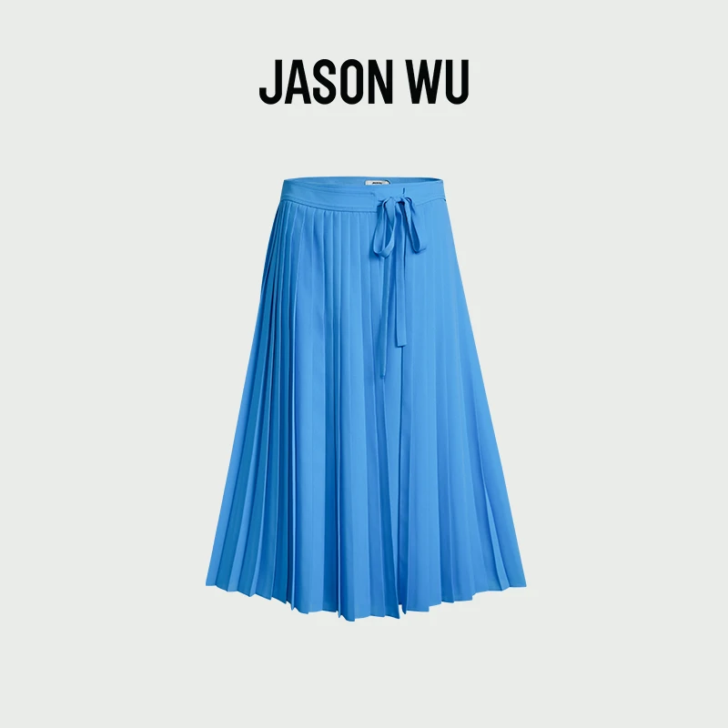 JASON WU秋季新款时尚百褶短裙压褶系带裙子半裙63JS2308506B