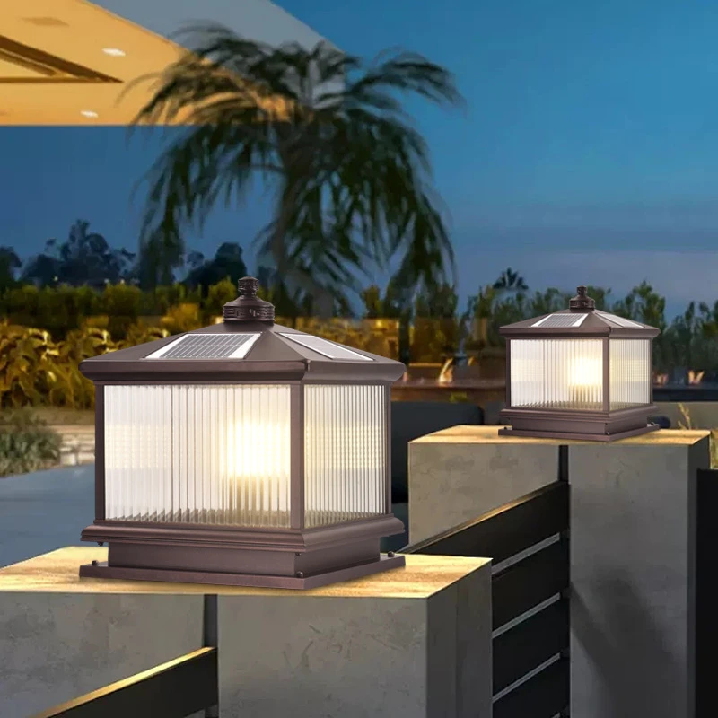 太阳能柱头灯庭院柱子灯户外防水家用别墅室外门柱灯大门灯围墙灯