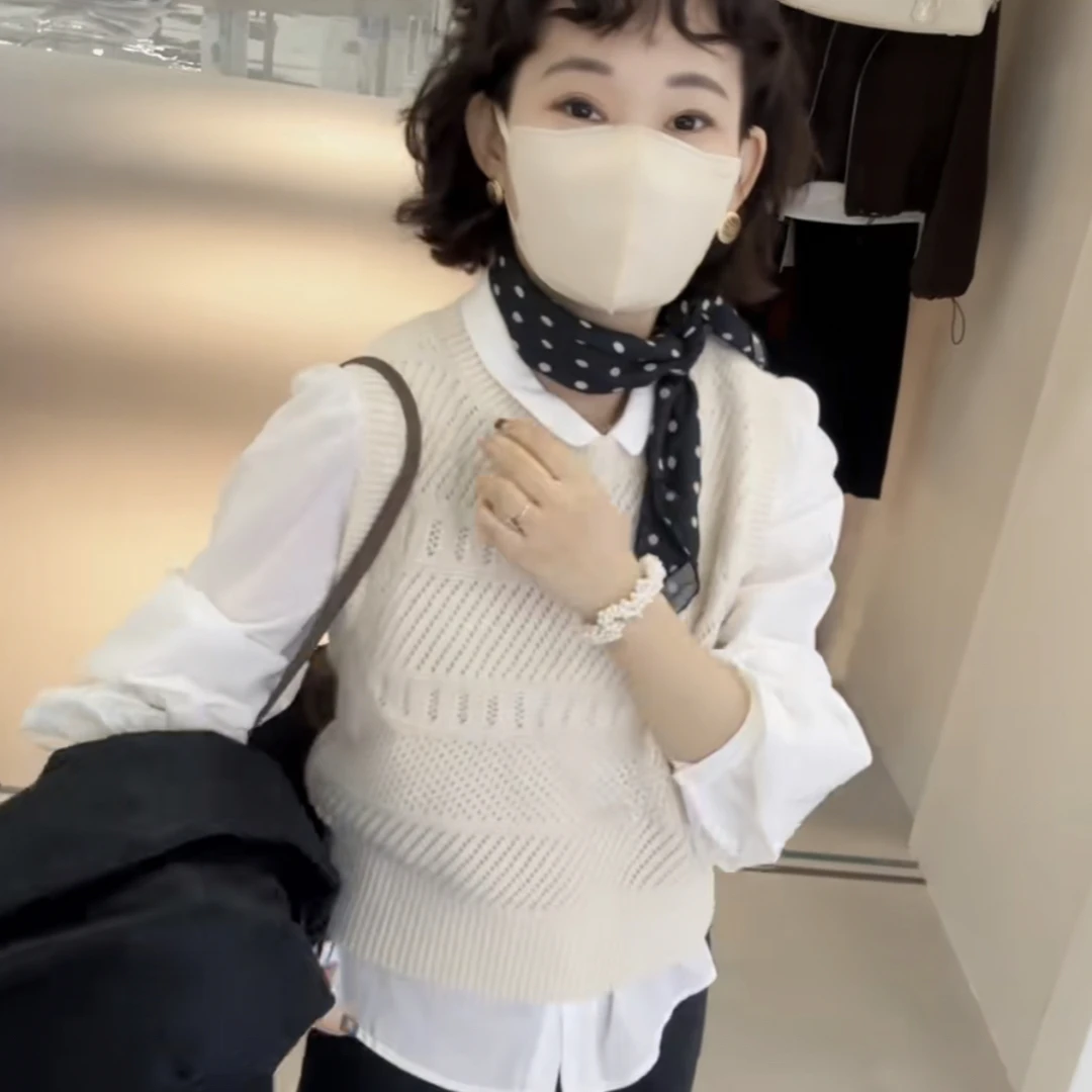 82457韩系镂空套头百搭羊毛背心马夹2025秋季新款背心马夹