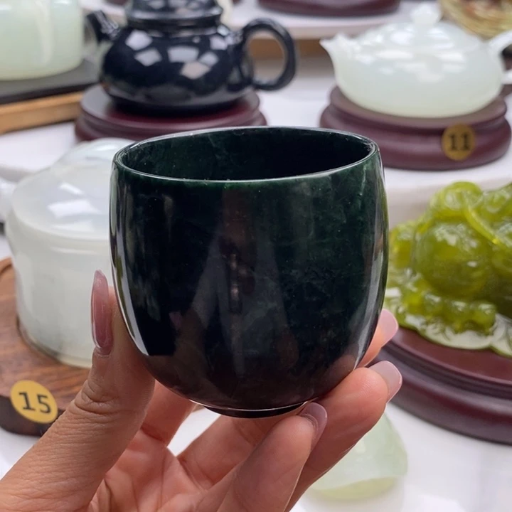 岫玉未镶嵌四大名玉茶杯120c c