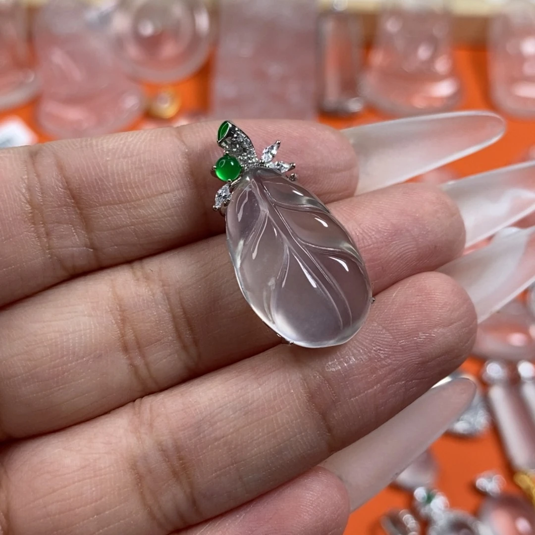 石英质玉叶子银S925镶嵌