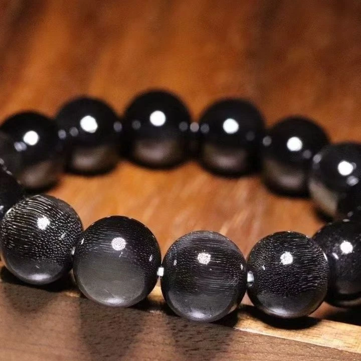 非金属皮质手链 黑驴蹄情侣手串串珠鱼籽纹发丝纹清晰首饰手饰