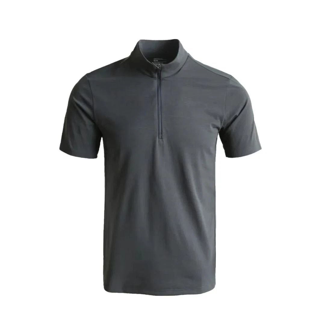 polo健身夏季速干抑菌男士T恤立领拉链运动速干圆领快干短袖