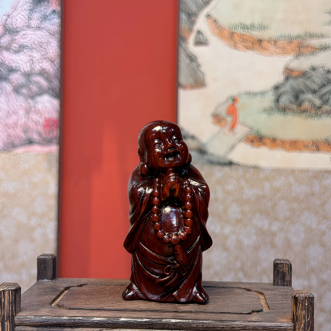 弥勒 紫檀木雕刻手把件