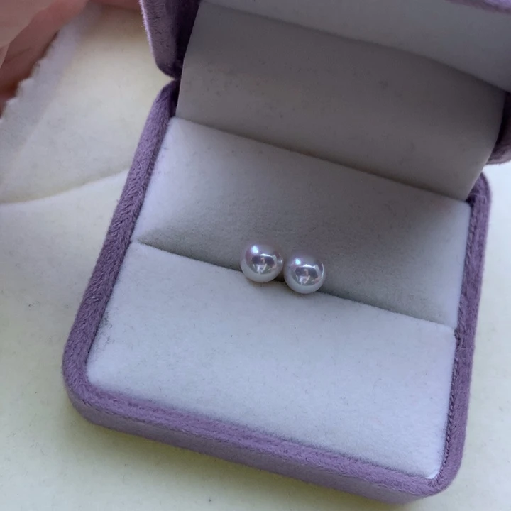 淡水珍珠耳饰18K金镶嵌?****儿