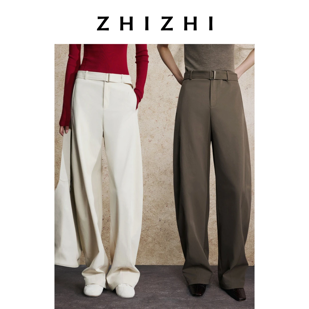 致知 清江引 常规弯裤百搭垂感宽松休闲纯色女裤ZZ2EAWKT009