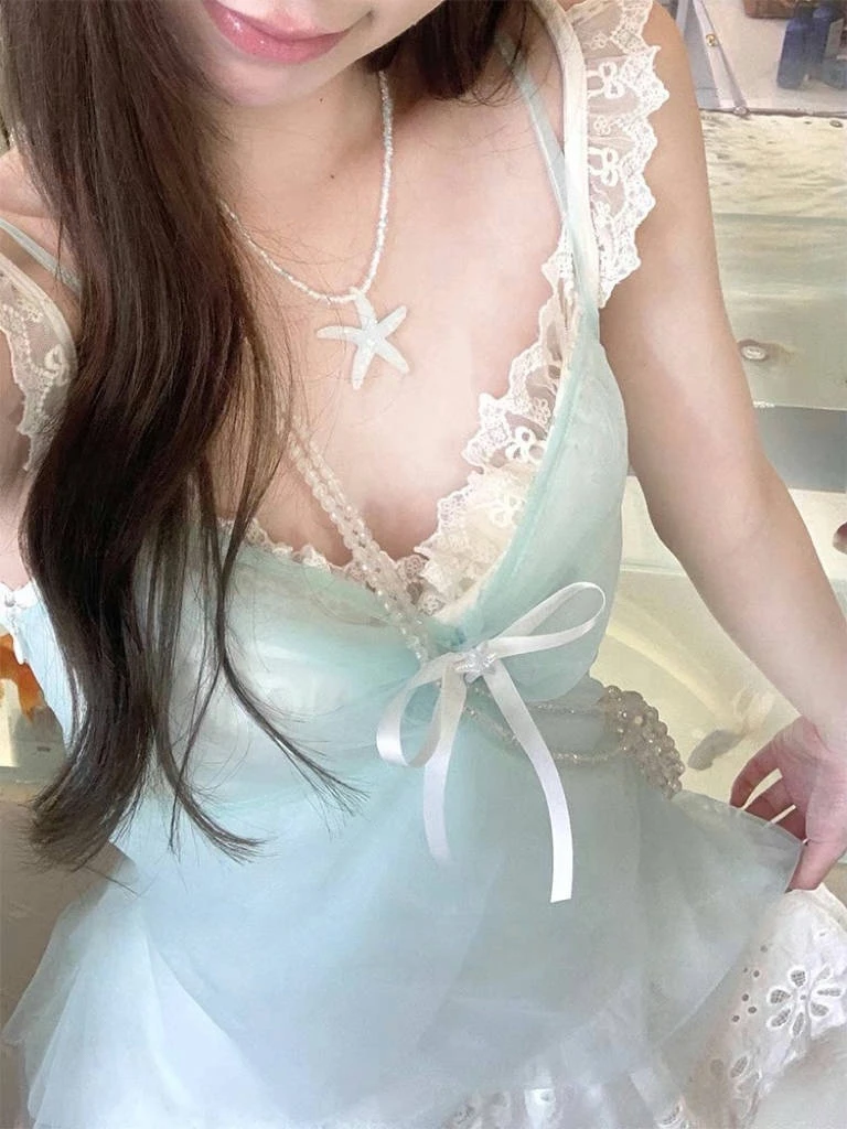 海盐精灵/连衣裙两件套海边度假裙吊带裙收腰蓝色夏女新款