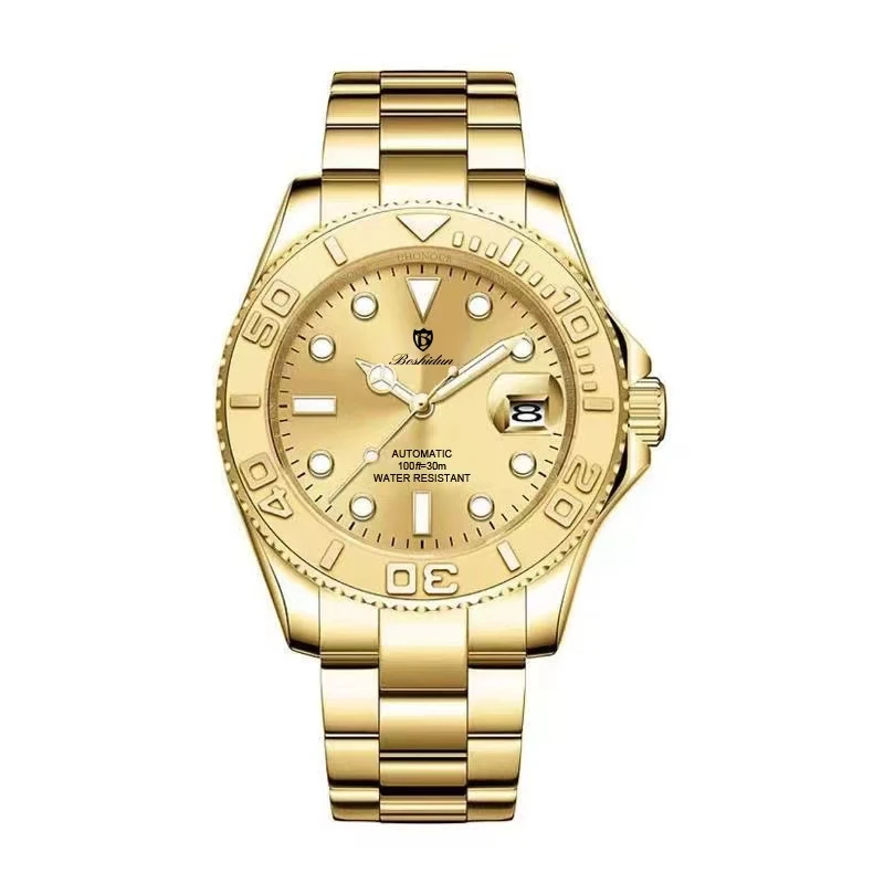 商务霸气金游艇夜光日历防水男士手表专属9113G专属