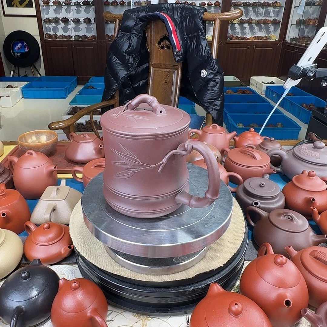 茶壶紫砂盖杯紫泥