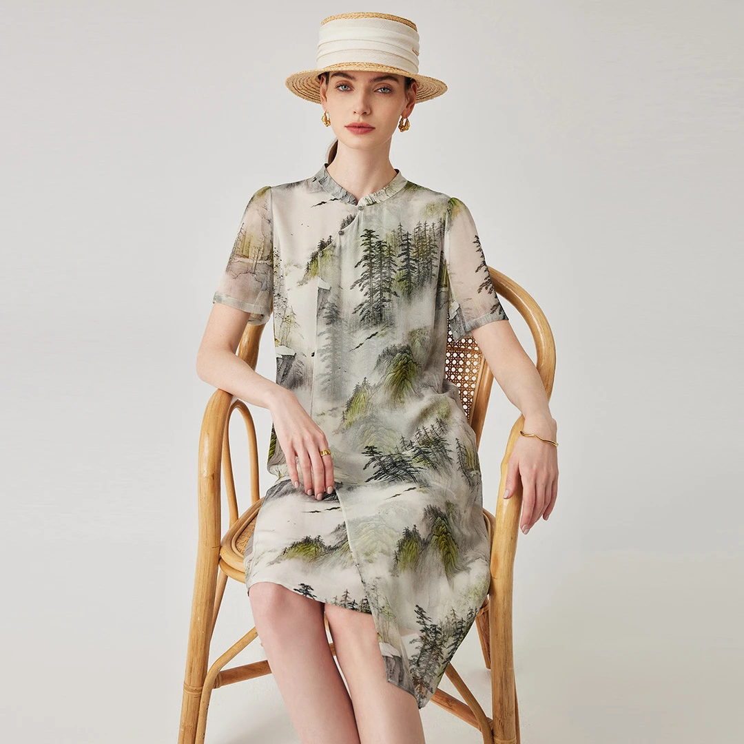 zhaojun/兆君桑蚕丝春季款女装度假风女式连衣裙ZXSZQQ8856