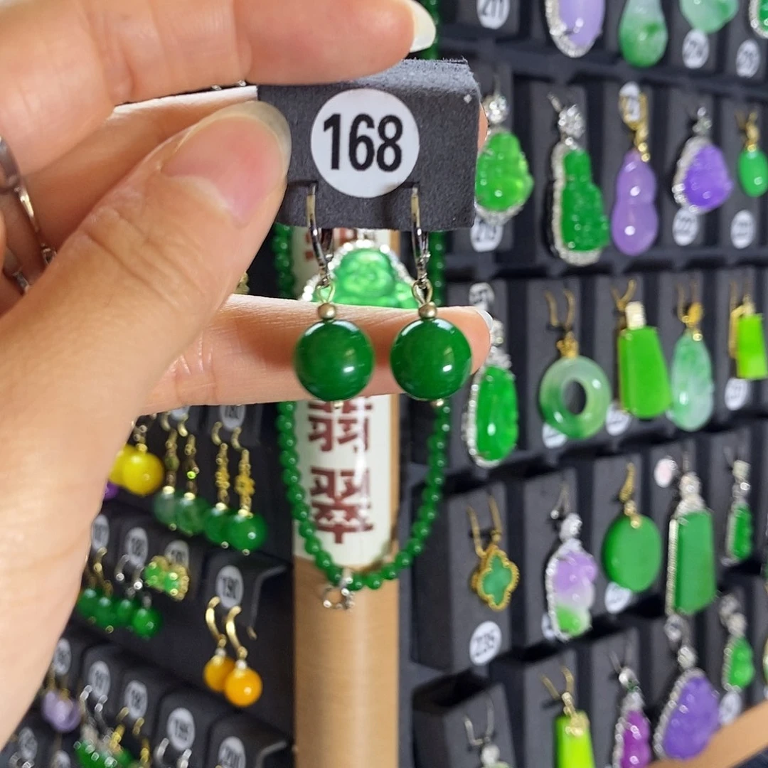 银S925镶嵌翡翠耳饰168