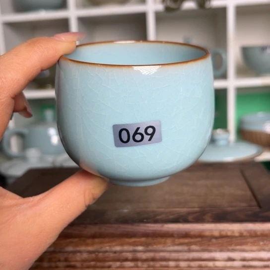 杯069原矿天青釉一级品罗汉杯纯手工150cc