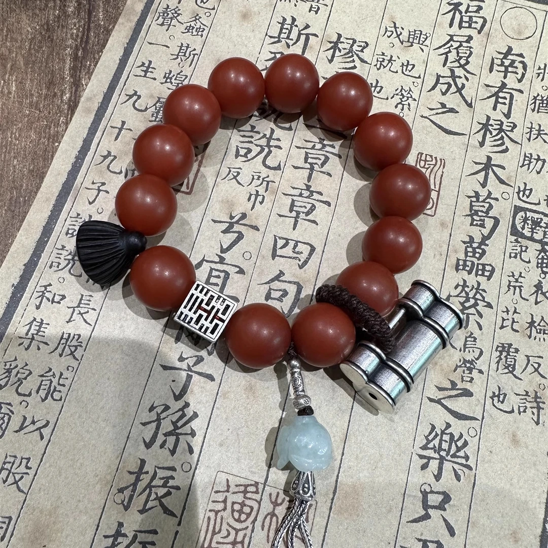 925银手链 S10015《早》瑙瑙镂空双喜翠翠铃兰花檀檀莲蓬大锁手串