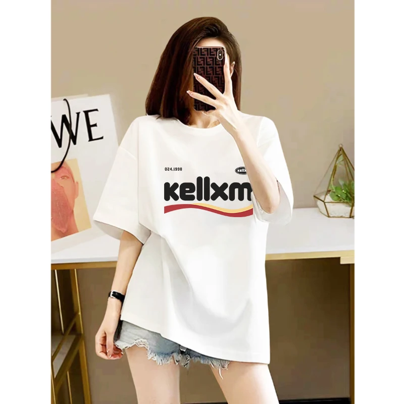纯棉宽松显瘦潮流印花大码休闲时尚T恤女ins圆领百搭新款减龄短袖