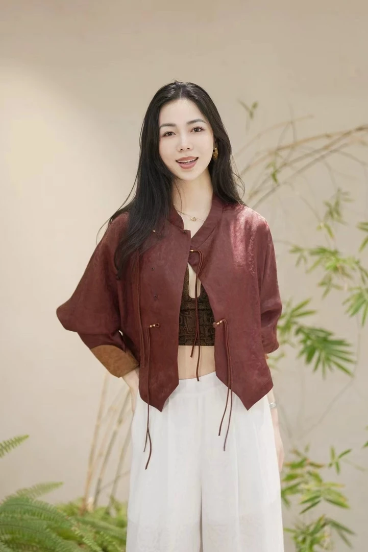 纽扣常规款立领七分袖宽松型套装香云纱（珍藏版）