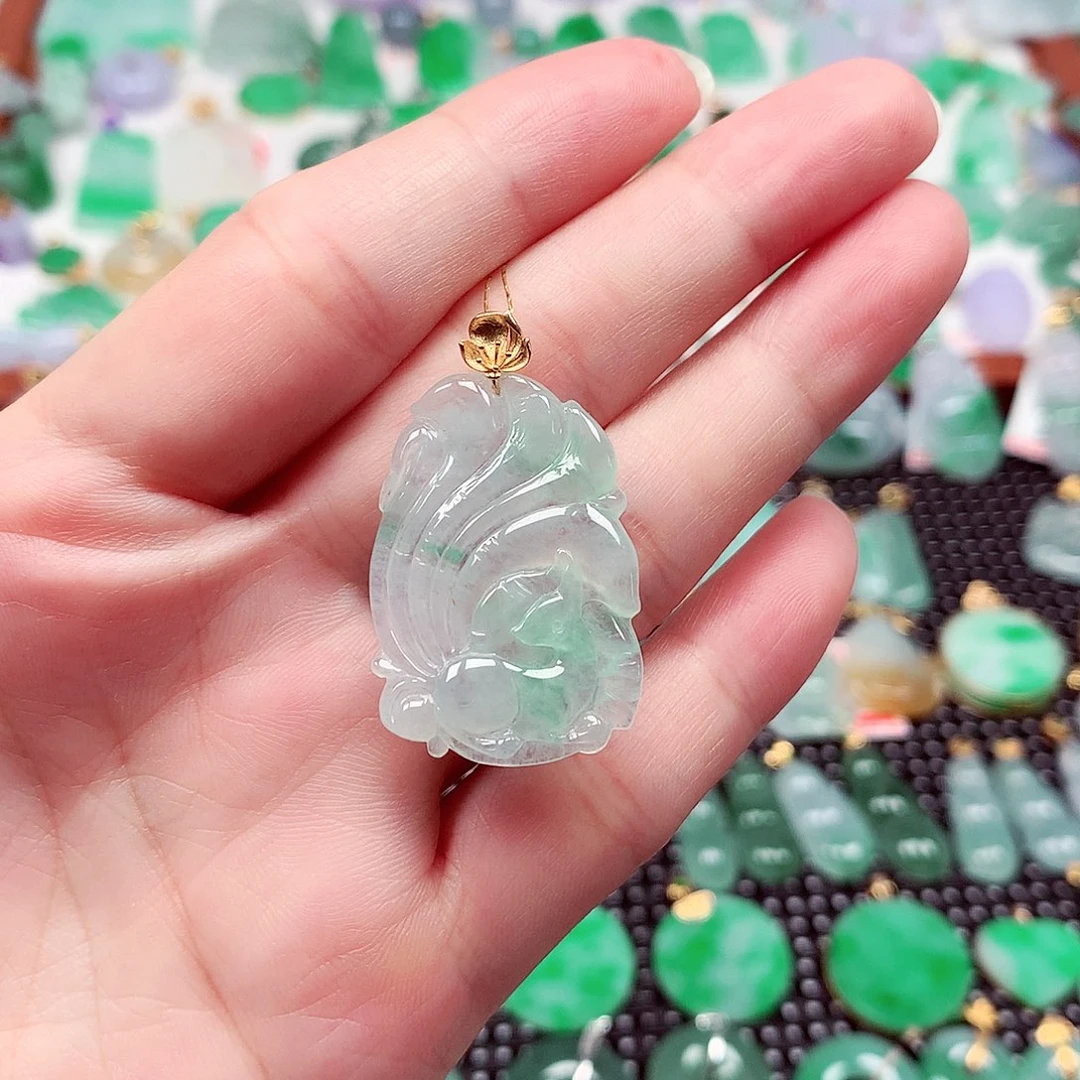 吊坠(不含链)18K金镶嵌翡翠