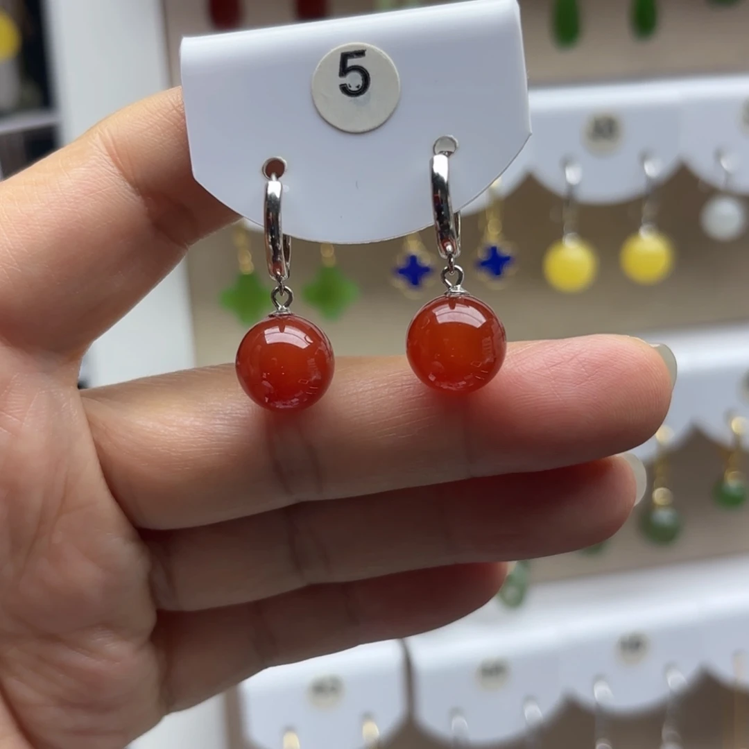 银S925镶嵌耳饰玛瑙/玉髓