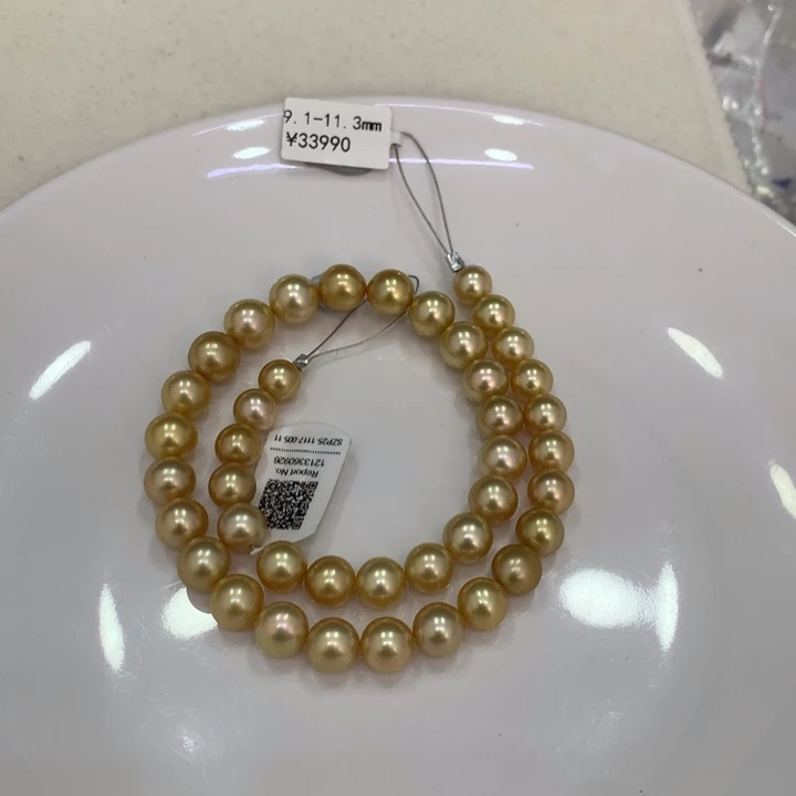 未镶嵌颈饰海水珍珠9.1-11.3mm金珠满串玉