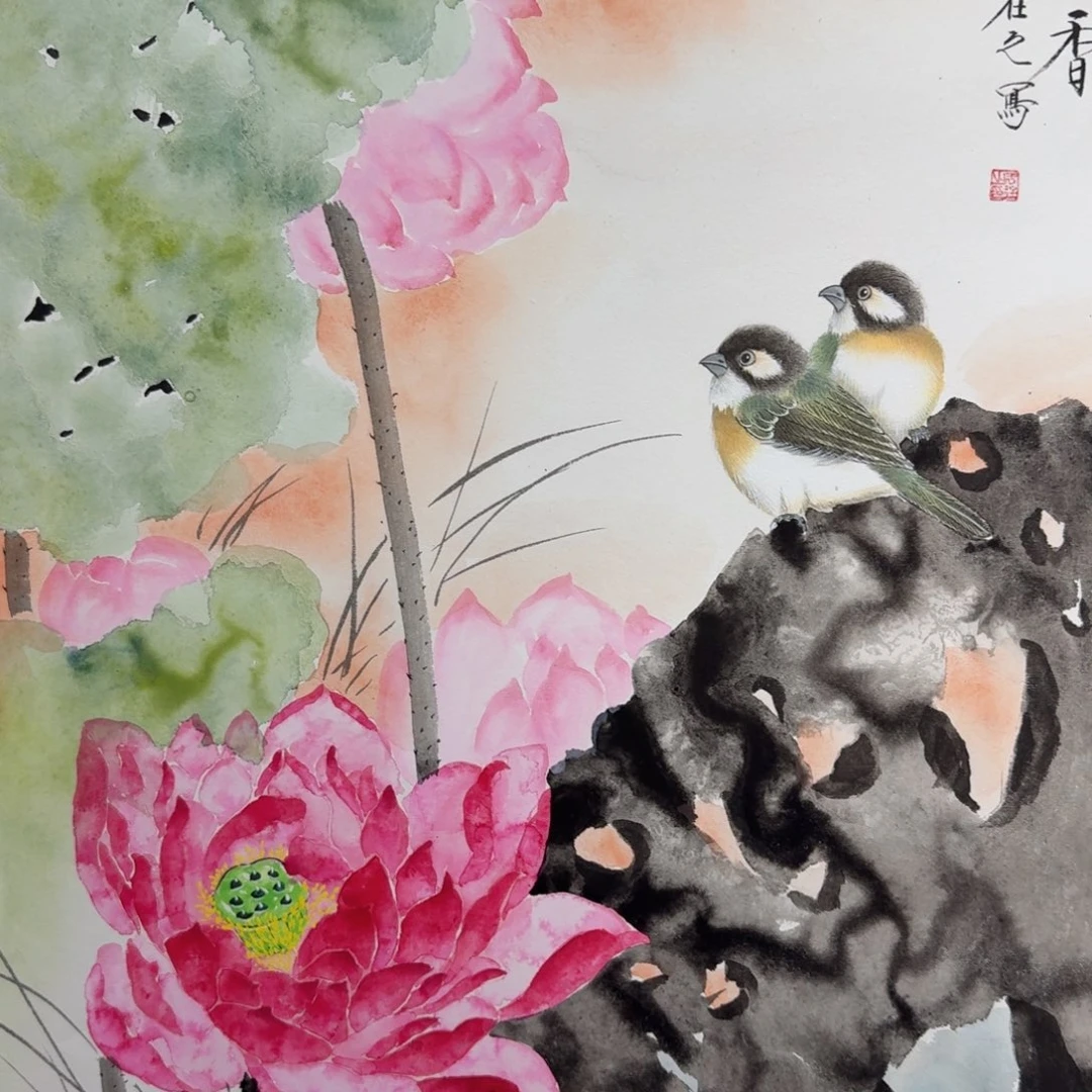 国画纯手绘山水花鸟作品