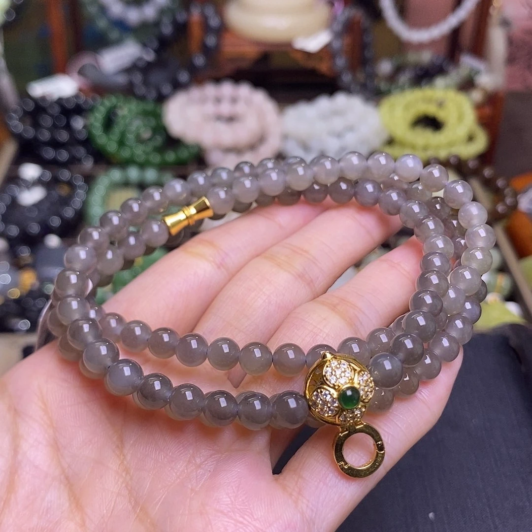 和田玉未镶嵌颈饰孤品清货价烟紫万能链6m