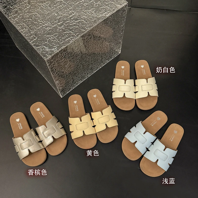 vv家 勃肯拖鞋 高级感法式软平底沙滩凉鞋奶呼呼ins