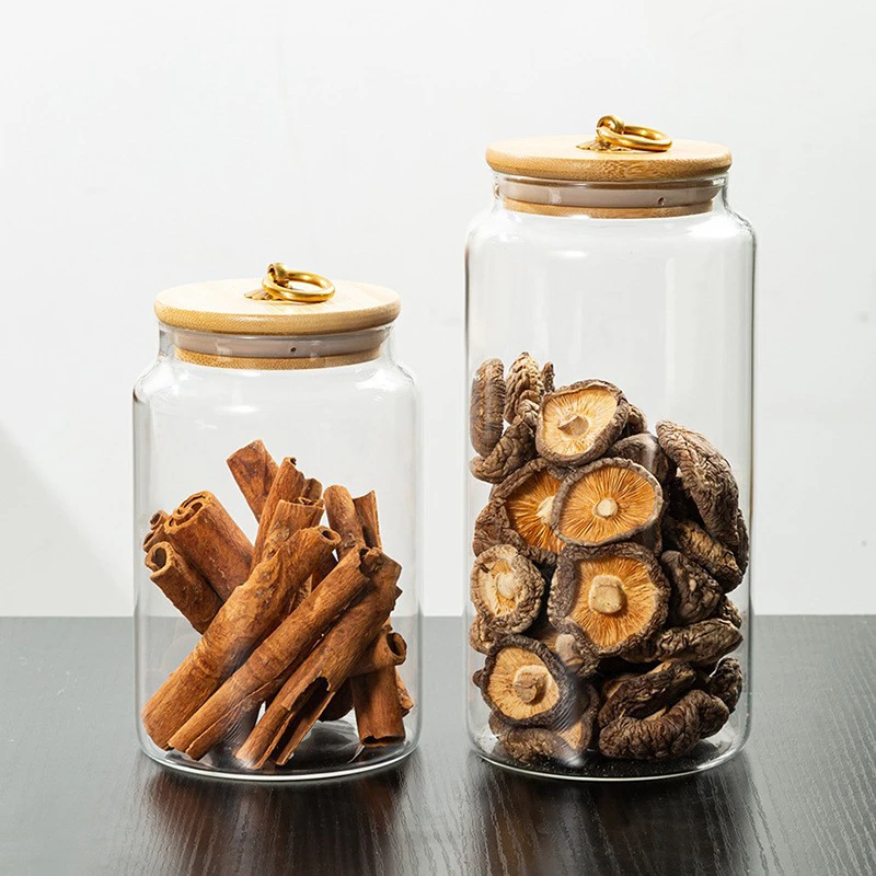 新中式大号玻璃罐食品级收纳罐带盖子收口家用透明陈皮玻璃密封罐