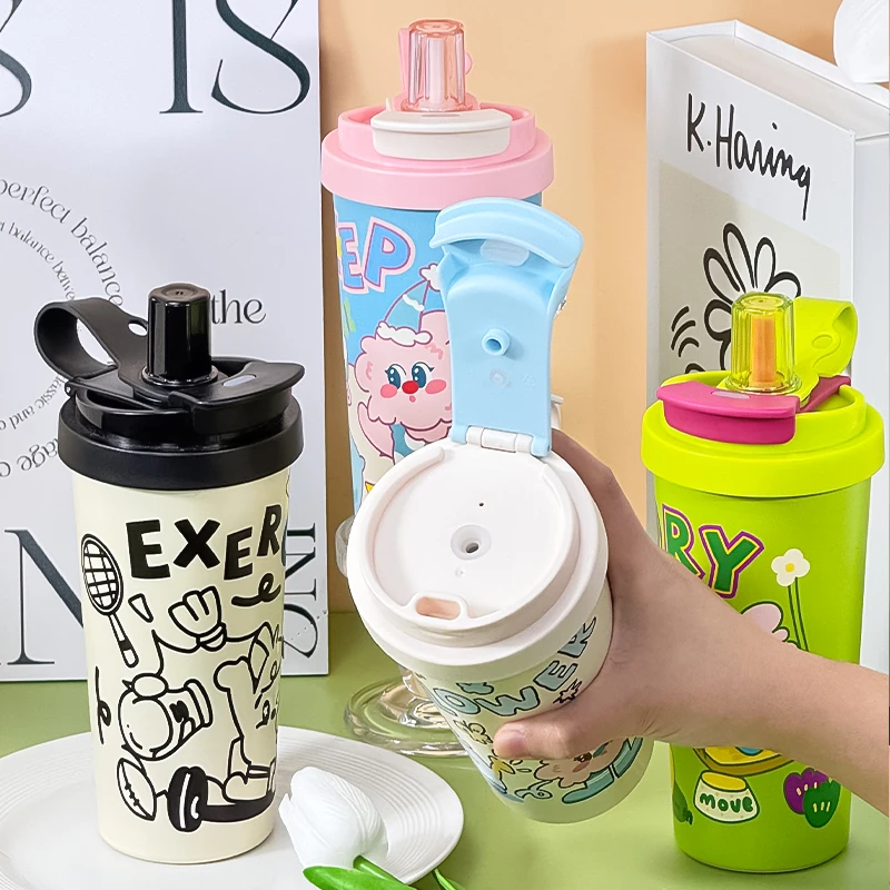 2025新款高颜值316不锈钢便携双饮咖啡杯316不锈钢保温吸管咖啡杯