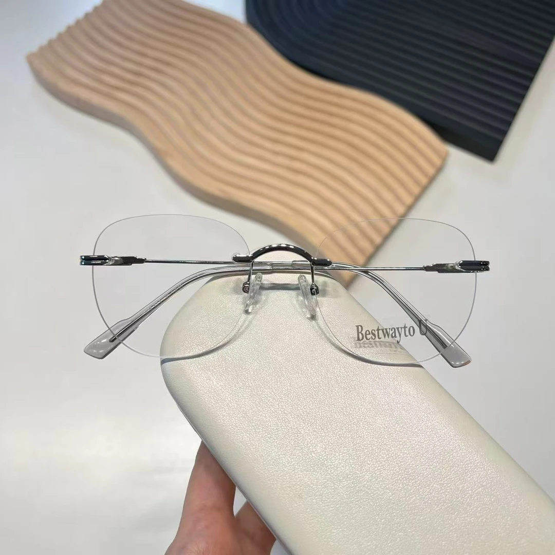 海的潮 不规则方形无框眼镜 清冷高智感千金大小姐纯欲近视可配镜