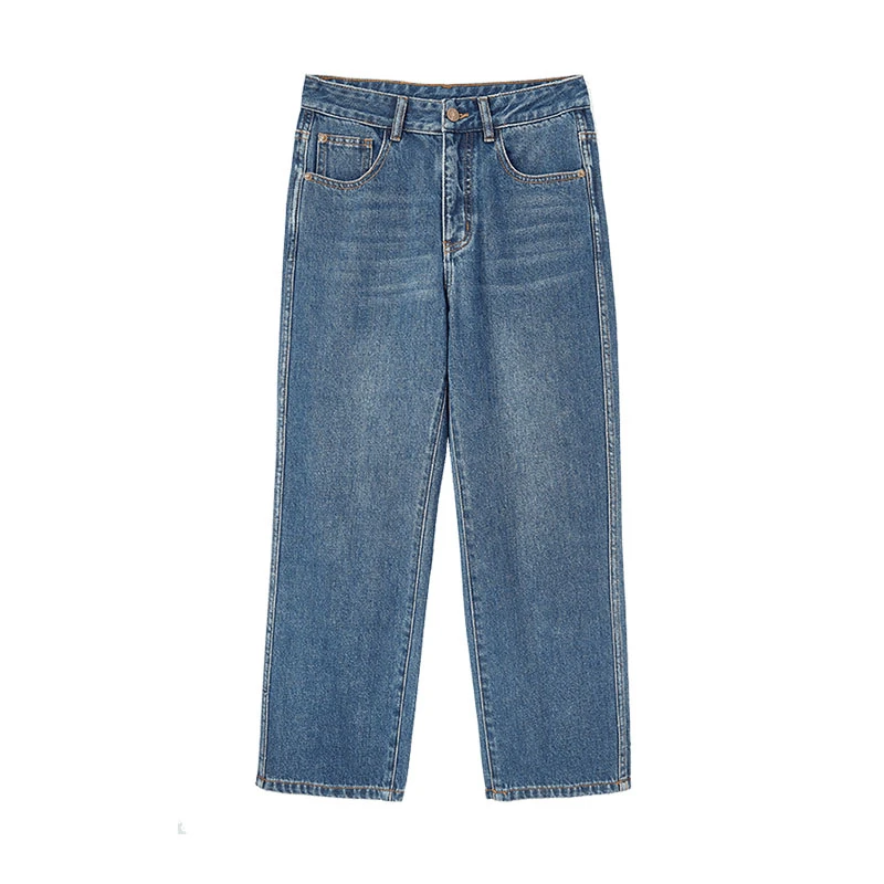 个性显瘦显高款舒适挺括拉链直筒水洗牛仔裤53044