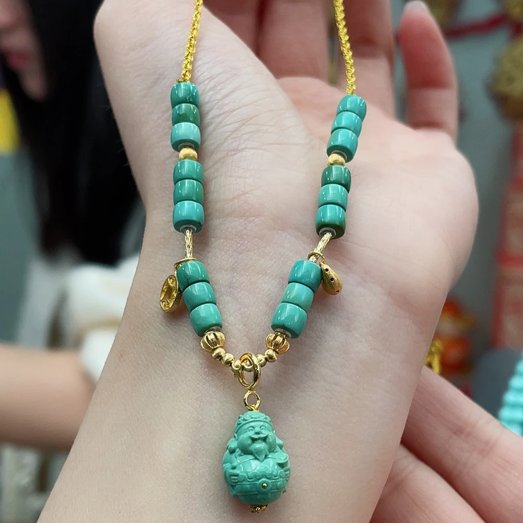 绿松石颈饰18K金镶嵌