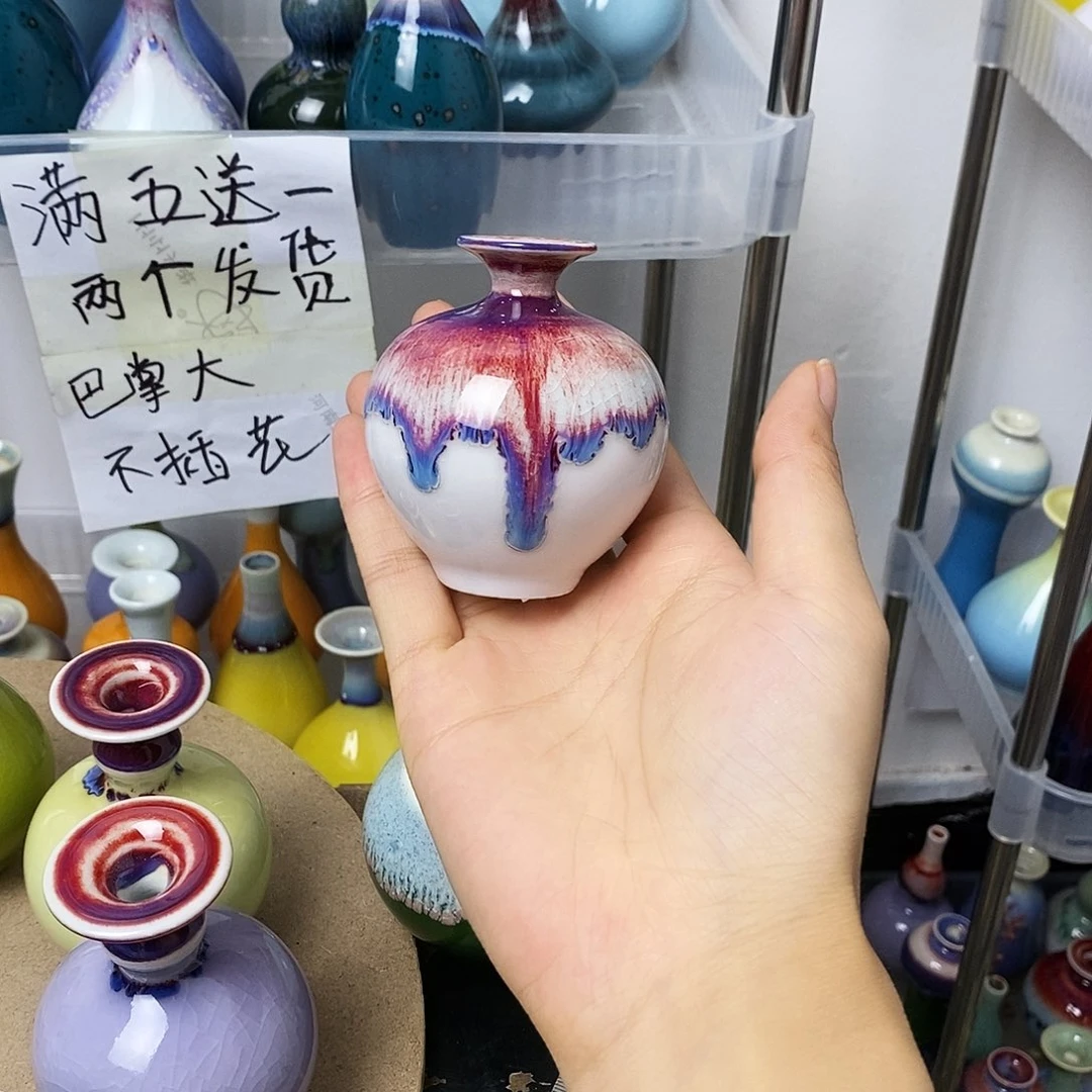 摆件雪****1巴掌大不插花景德镇高温陶瓷小花器