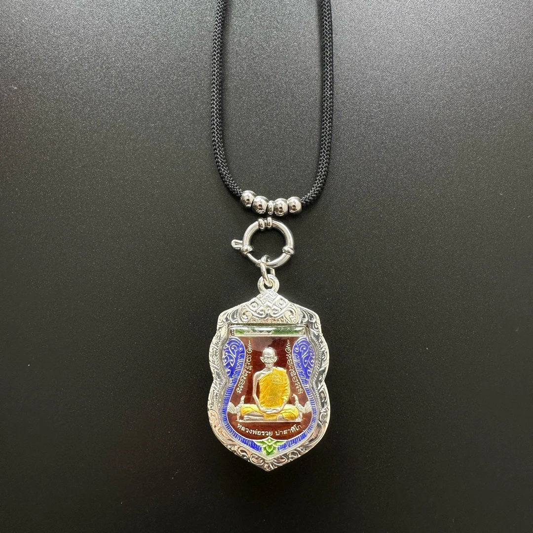 泰国特色吊坠 龙婆瑞2563自身 编号靠前带印珐琅彩自身手工银壳