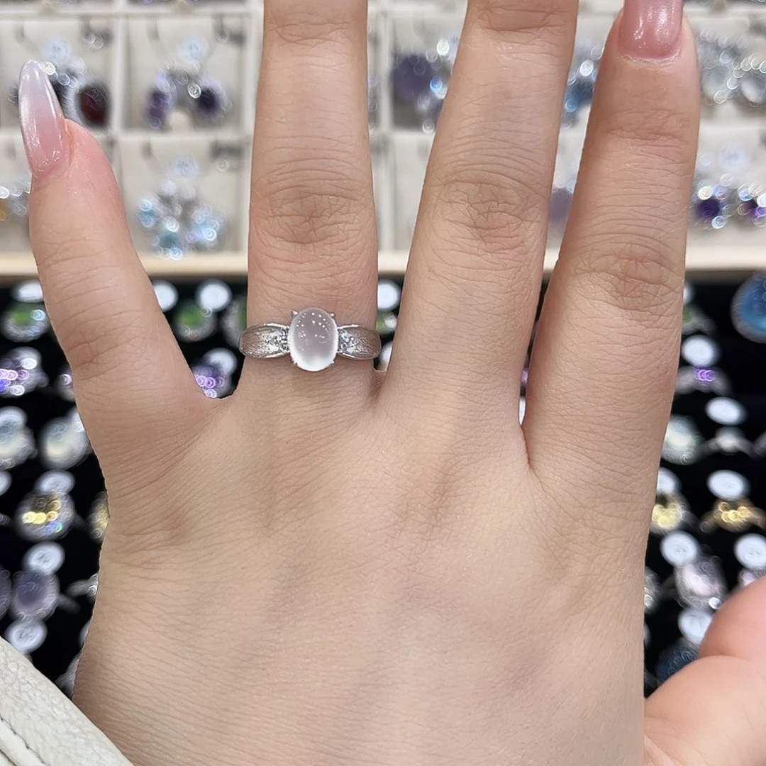 岫玉银S925镶嵌戒指