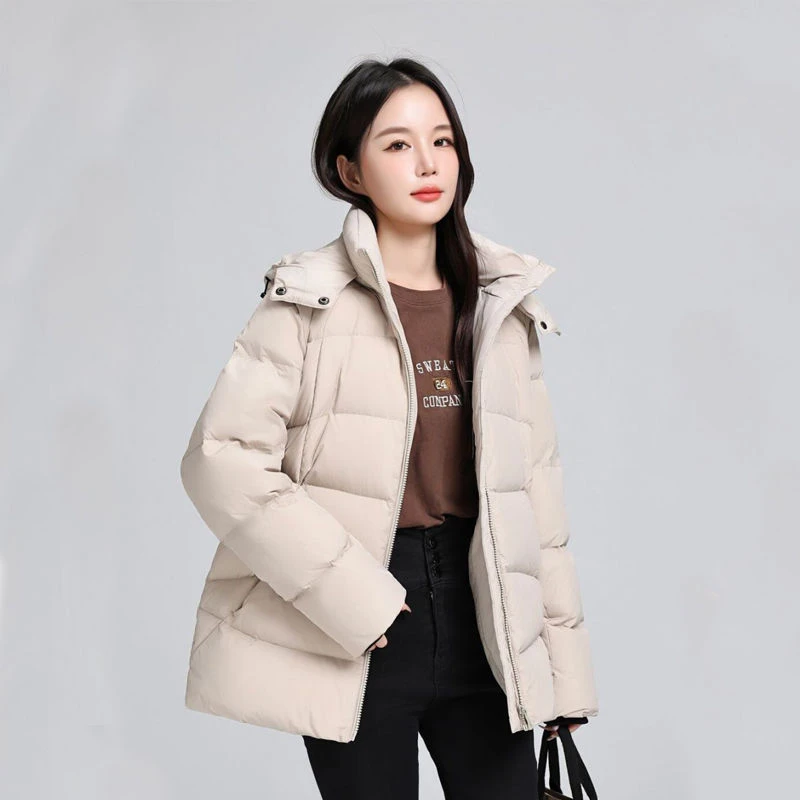 2025冬季90白鸭绒短款抗寒保暖羽绒服女新款时尚情侣宽松外套显瘦