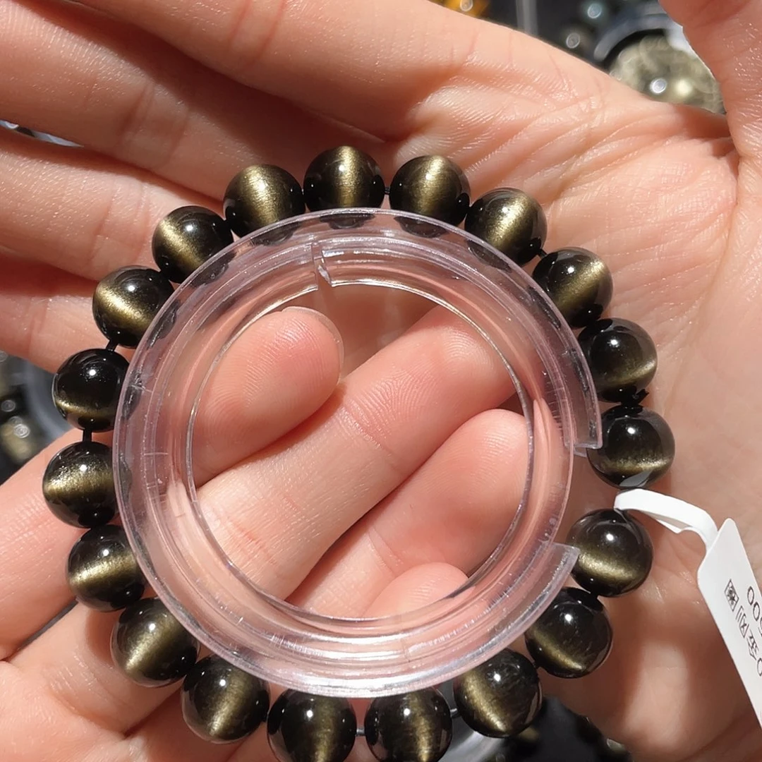 黑曜岩手链未镶嵌萌***猫