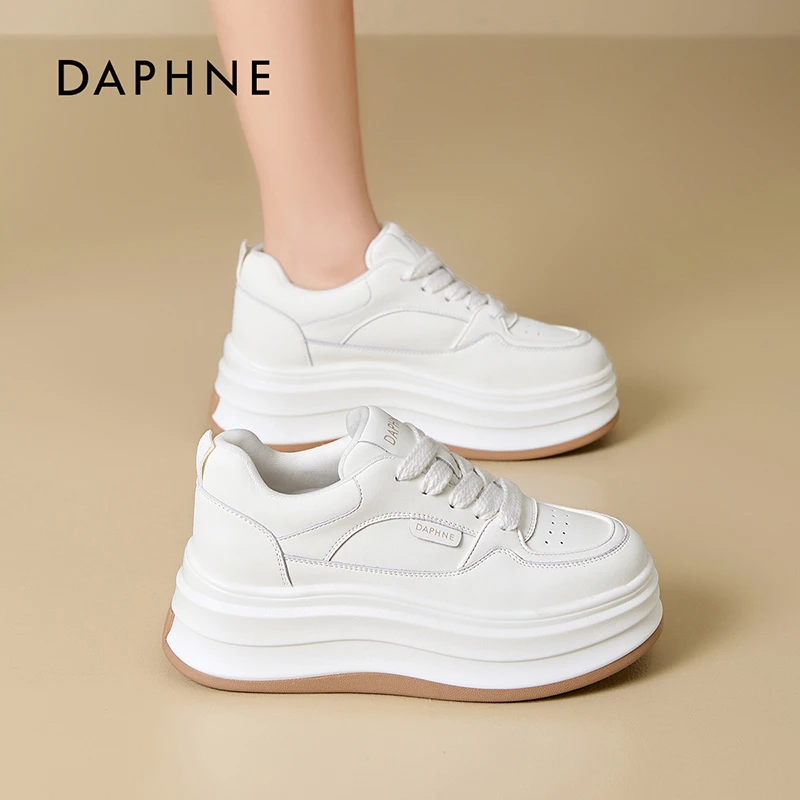 Daphne/达芙妮女鞋2025春季板鞋厚底增高经典小白鞋休闲运动青春