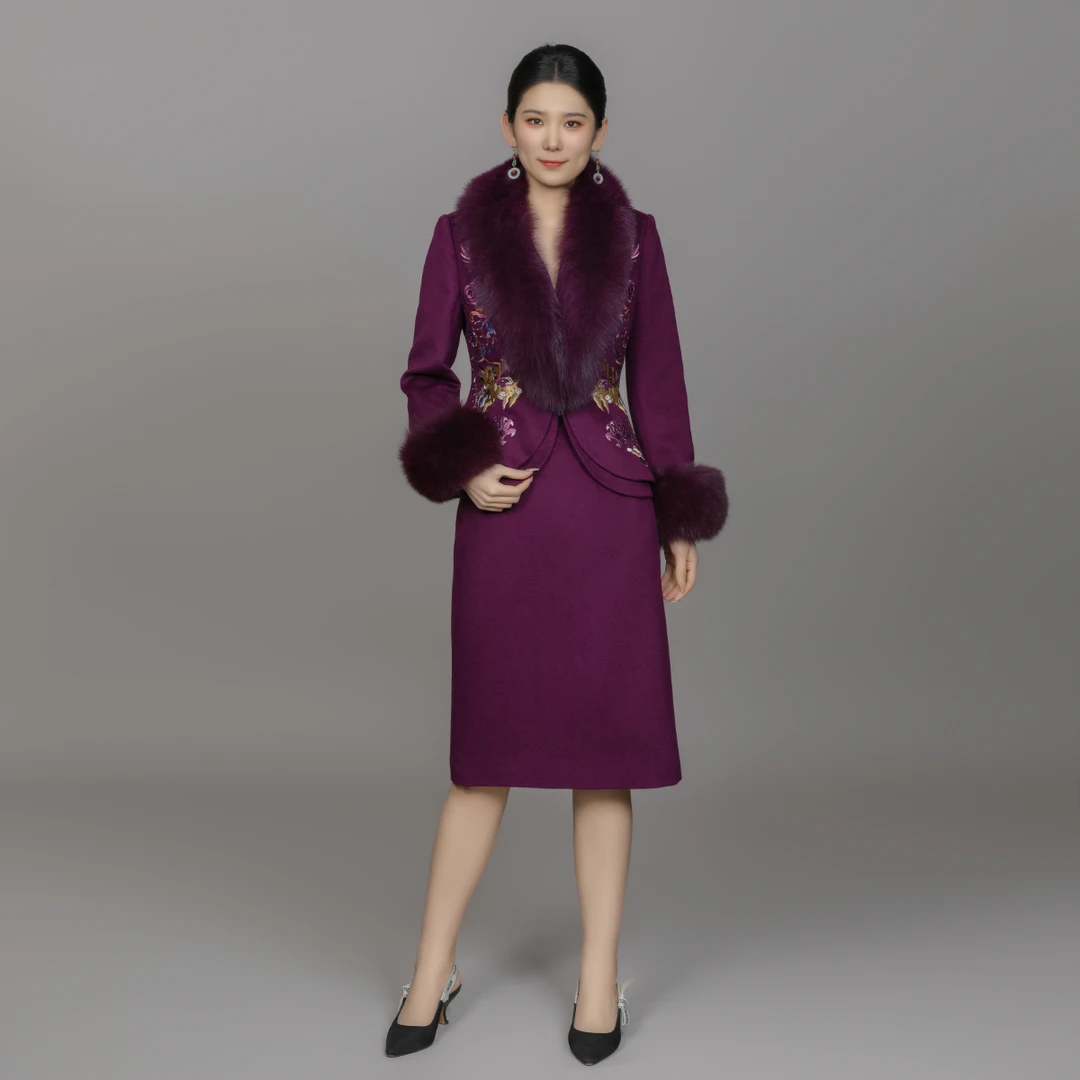 浒城古娘中式秋冬高贵大气国风清遥羊绒套装-22D18580+22D19370