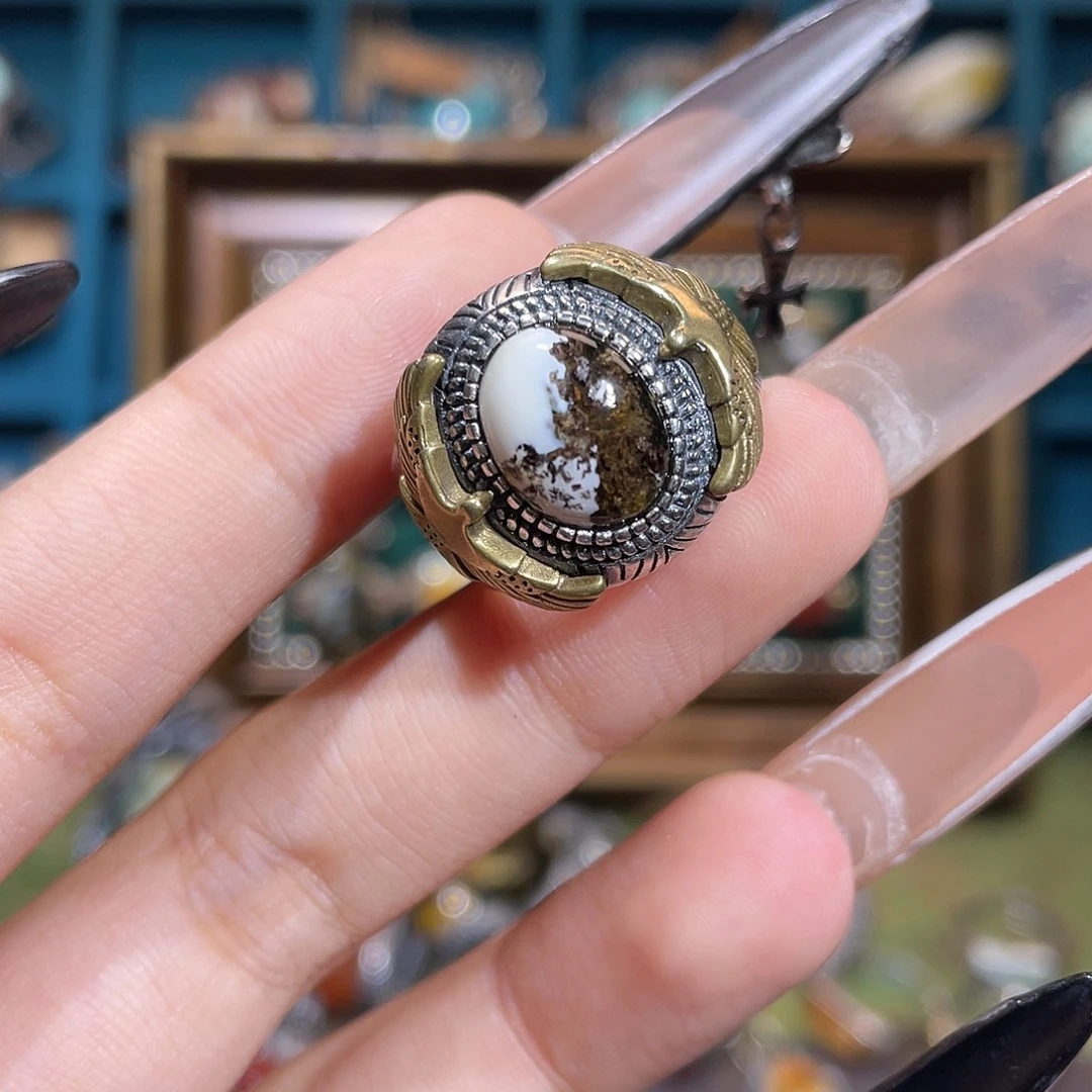 琥珀银S925镶嵌戒指