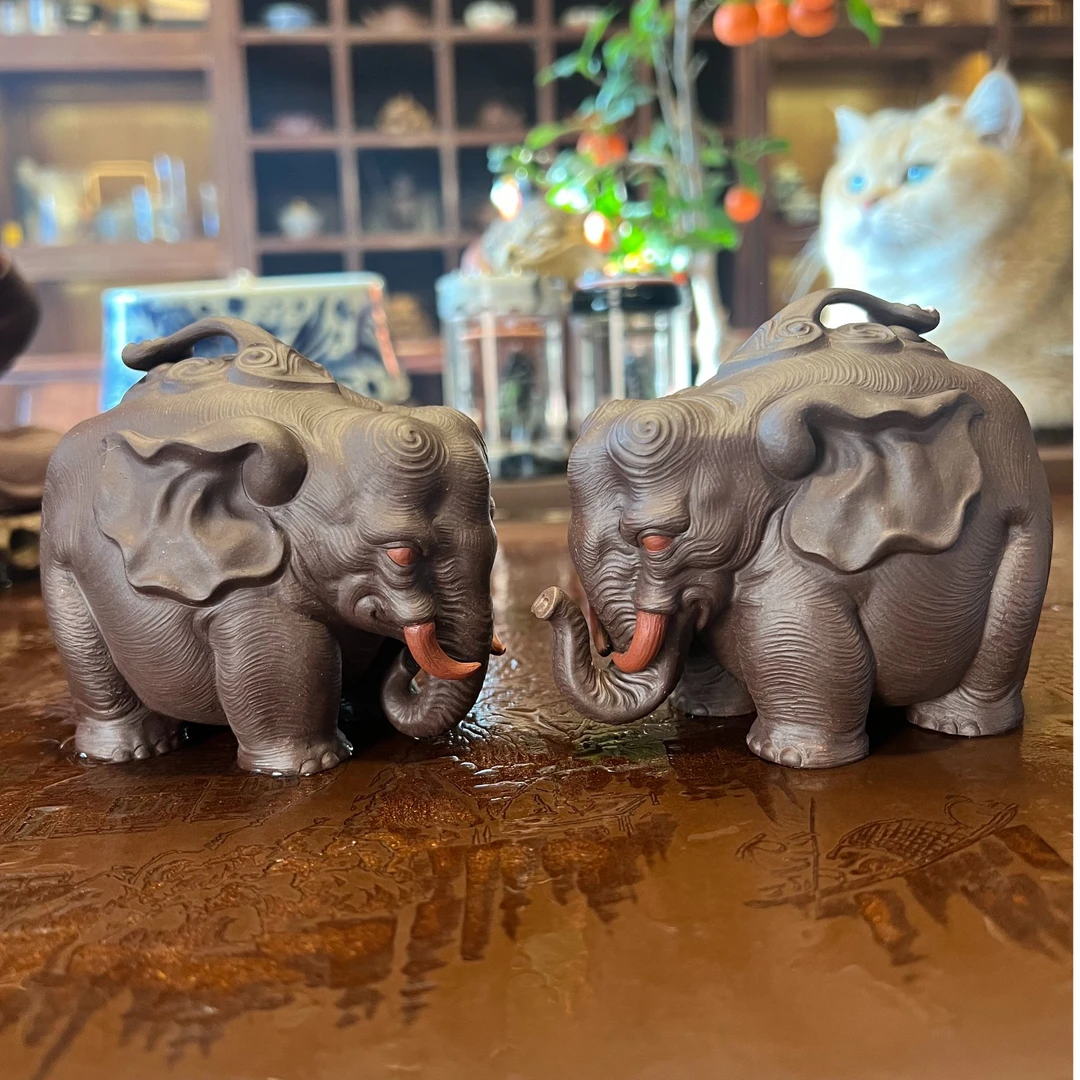 砂宴 杨湛最新作品《如意》原矿紫砂紫泥象全手工制作 精工版