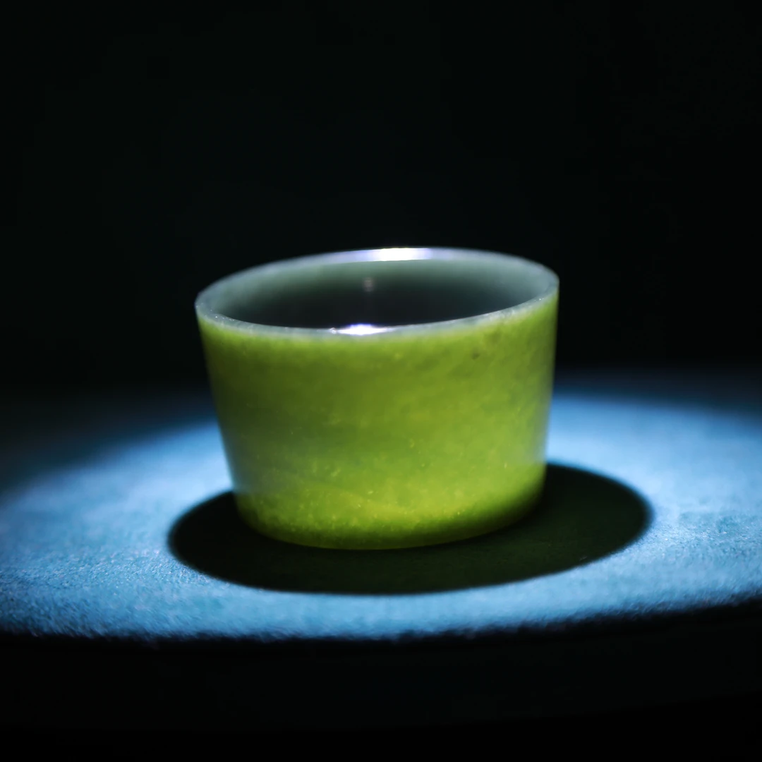 和田玉青玉茶杯功夫茶杯 青玉杯青玉碗青玉摆件